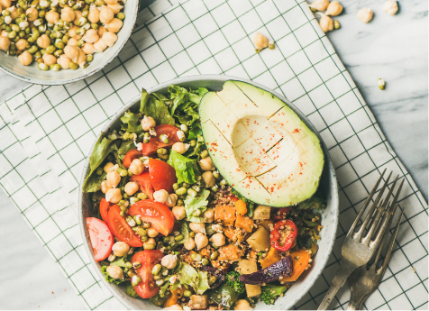 vegan bowl with avocado